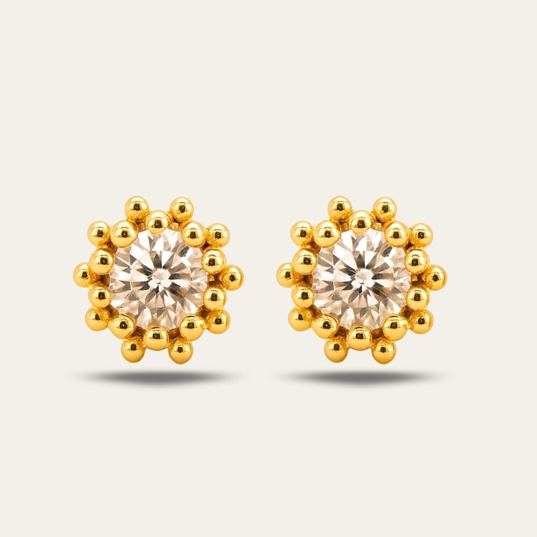 Gold White Topaz Seren Studs - Dainty London