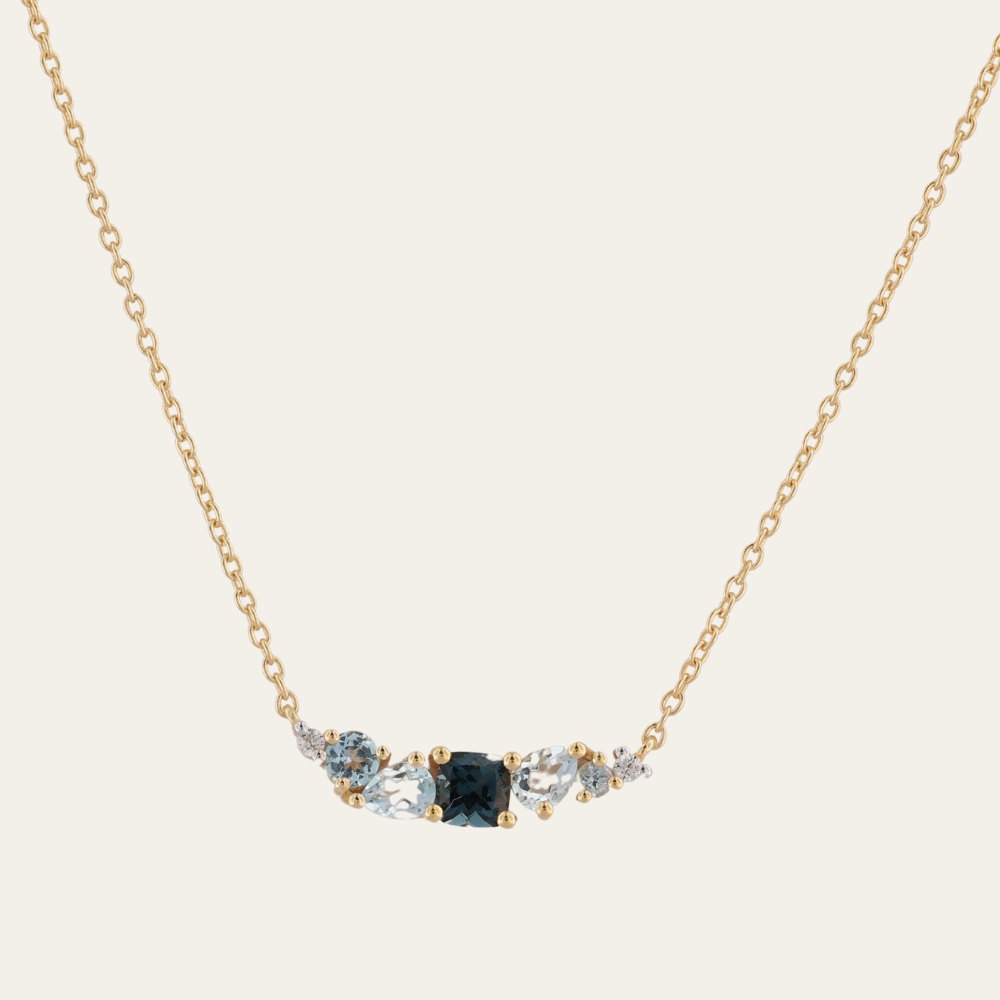 Gold Zaria Necklace - Topaz Gemstone Cluster - Delicate Necklace Layers - Dainty London