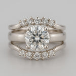 Half Halo Diamond Ring - The Doris Ring - Dainty London Dainty diamond ring in 9ct white gold or platinum. Ideal worn alone or stacked – perfect for subtle jewellery stacking with a natural, ocean-inspired touch.
