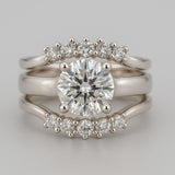 Half Halo Diamond Ring - The Doris Ring - Dainty London Dainty diamond ring in 9ct white gold or platinum. Ideal worn alone or stacked – perfect for subtle jewellery stacking with a natural, ocean-inspired touch.