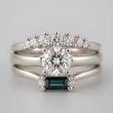 Half Halo Diamond Ring - The Doris Ring - Dainty London Dainty diamond ring in 9ct white gold or platinum. Ideal worn alone or stacked – perfect for subtle jewellery stacking with a natural, ocean-inspired touch.