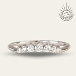 Half Halo Diamond Ring - The Doris Ring - Dainty London Dainty diamond ring in 9ct white gold or platinum. Ideal worn alone or stacked – perfect for subtle jewellery stacking with a natural, ocean-inspired touch.