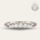 Half Halo Diamond Ring - The Doris Ring - Dainty London Dainty diamond ring in 9ct white gold or platinum. Ideal worn alone or stacked – perfect for subtle jewellery stacking with a natural, ocean-inspired touch.