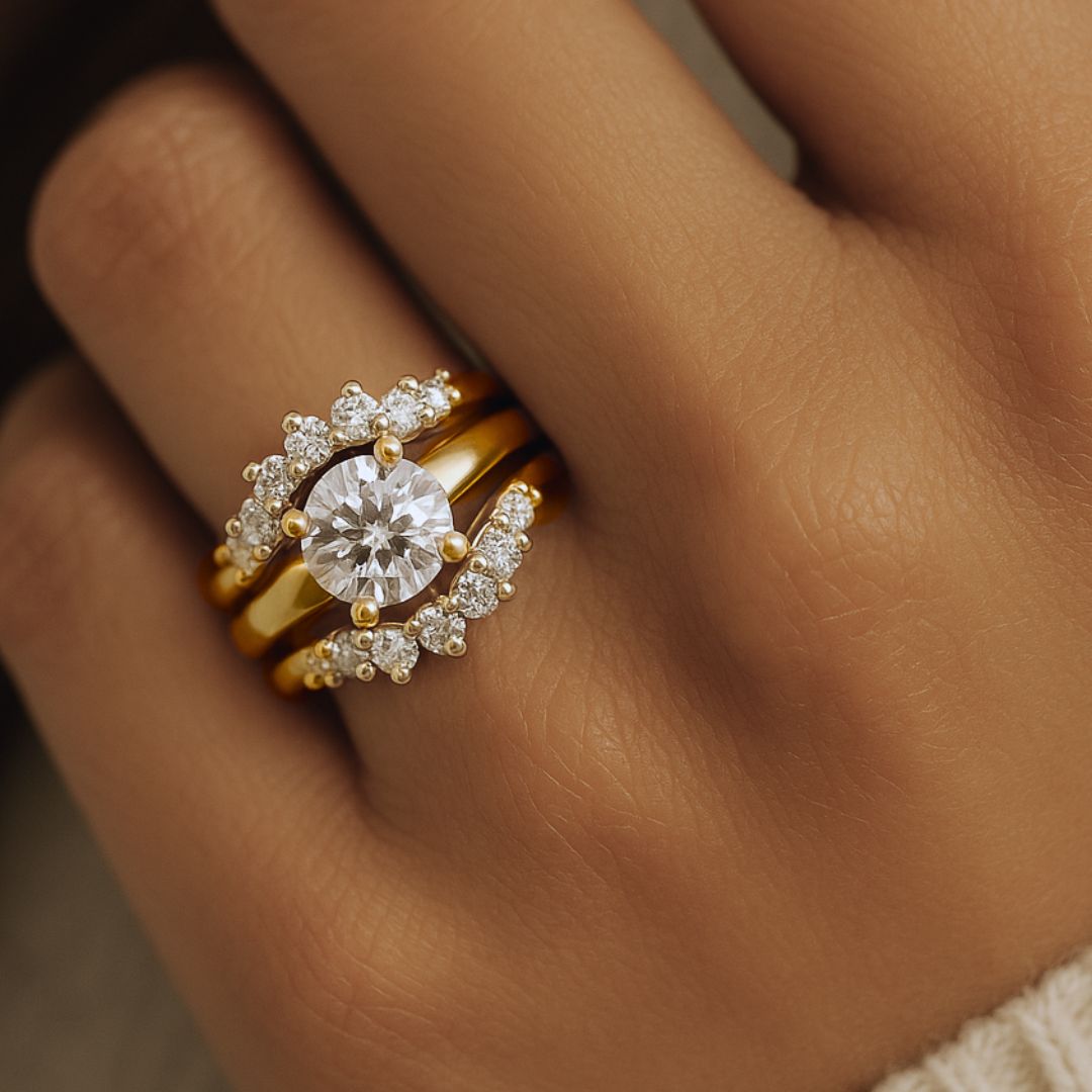 Half Halo Diamond Ring - The Doris Ring - Dainty London