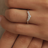 Half Halo Diamond Ring - The Doris Ring - Dainty London Dainty diamond ring in 9ct white gold or platinum. Ideal worn alone or stacked – perfect for subtle jewellery stacking with a natural, ocean-inspired touch.