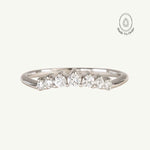 Half Halo Diamond Ring - The Doris Ring - Dainty London Dainty diamond ring in 9ct white gold or platinum. Ideal worn alone or stacked – perfect for subtle jewellery stacking with a natural, ocean-inspired touch.