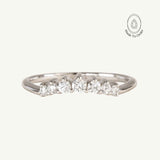 Half Halo Diamond Ring - The Doris Ring - Dainty London Dainty diamond ring in 9ct white gold or platinum. Ideal worn alone or stacked – perfect for subtle jewellery stacking with a natural, ocean-inspired touch.