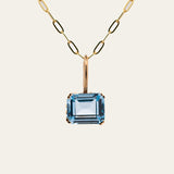 Blue Topaz Gold Large Astrid Necklace - Womens Gemstone Necklace - Dainty London