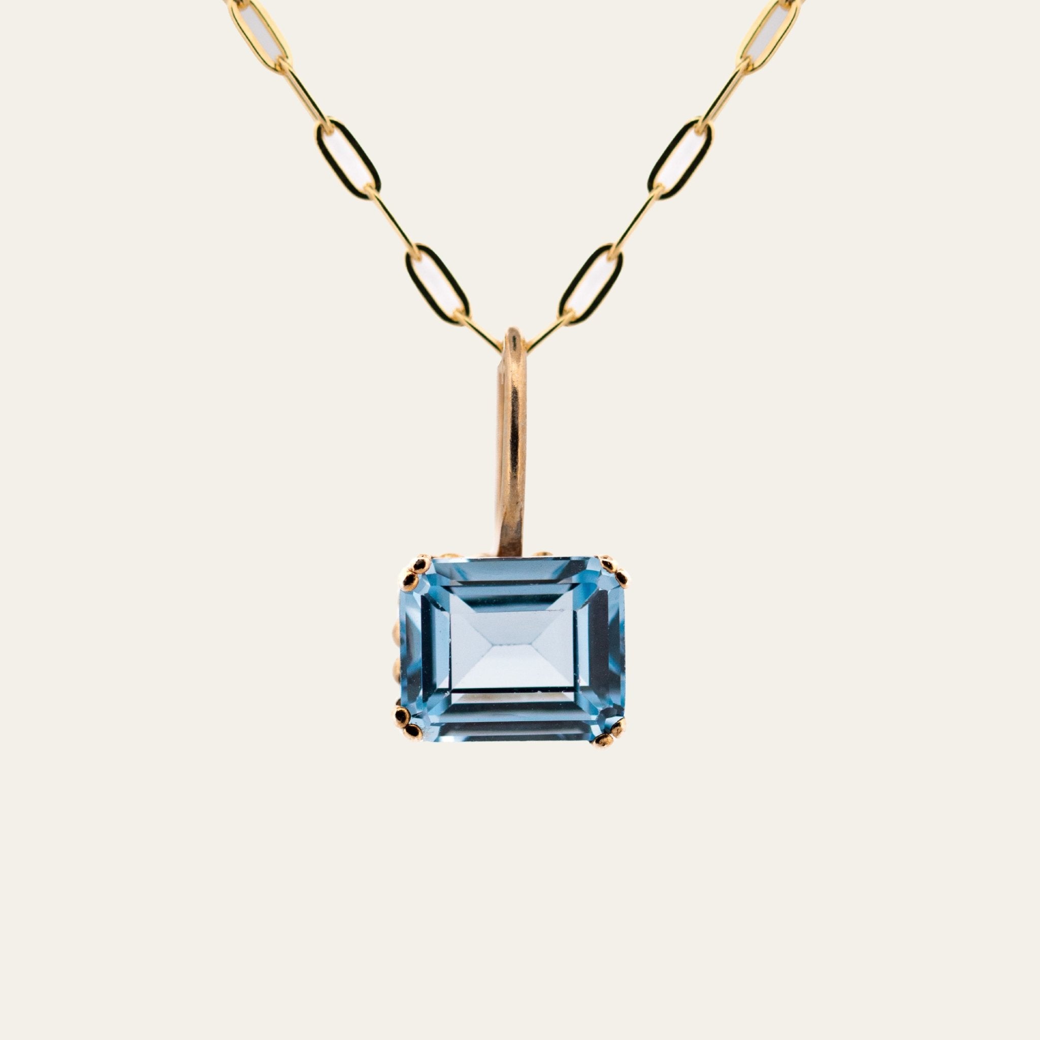 Blue Topaz Gold Large Astrid Necklace - Womens Gemstone Necklace - Dainty London