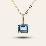 Blue Topaz Gold Large Astrid Necklace - Womens Gemstone Necklace - Dainty London