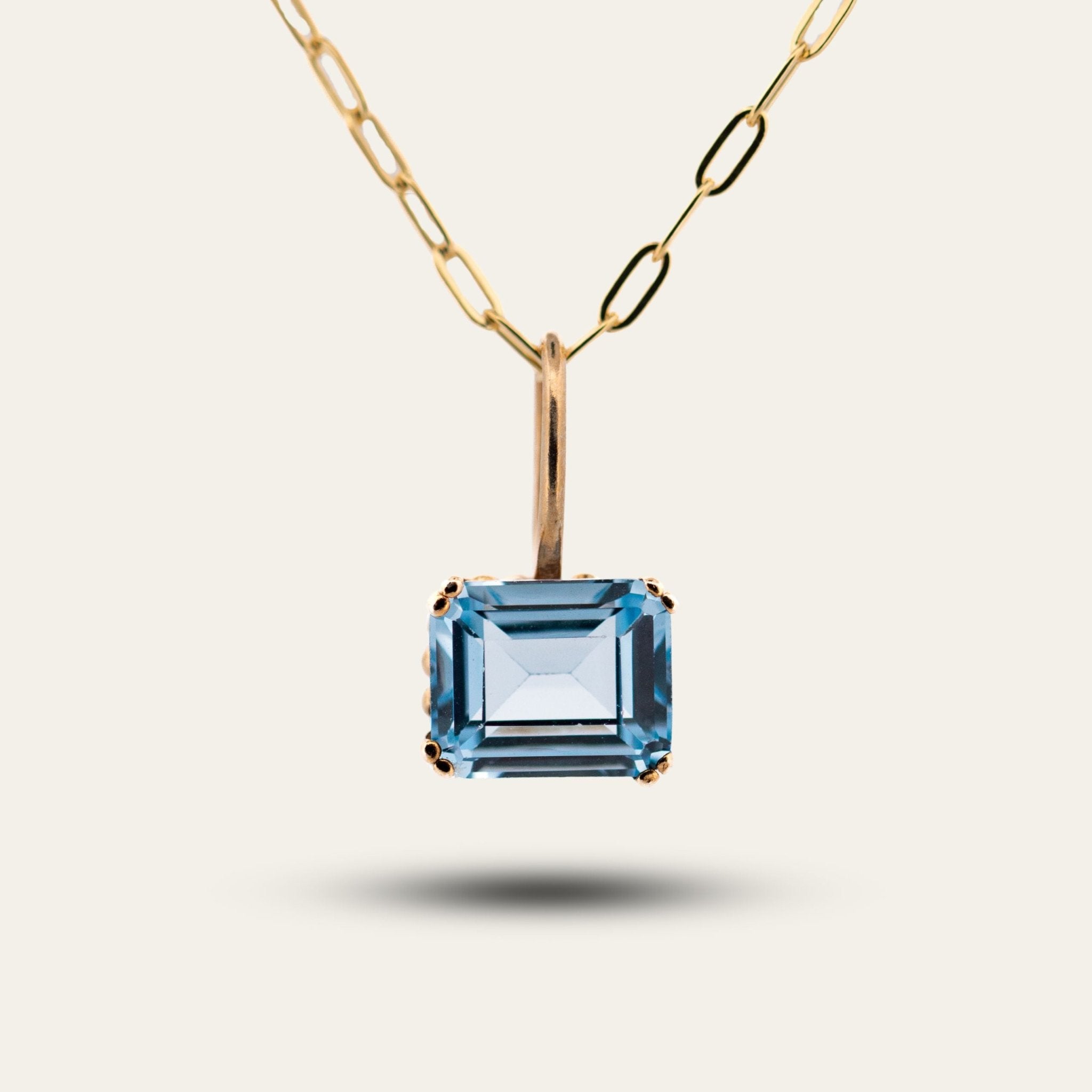 Blue Topaz Gold Large Astrid Necklace - Womens Gemstone Necklace - Dainty London