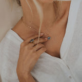 Blue Topaz Gold Large Astrid Necklace - Womens Gemstone Necklace - Dainty London