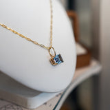 Blue Topaz Gold Large Astrid Necklace - Womens Gemstone Necklace - Dainty London