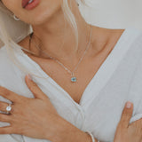 Large Silver Blue Topaz Necklace - Astrid - Dainty London