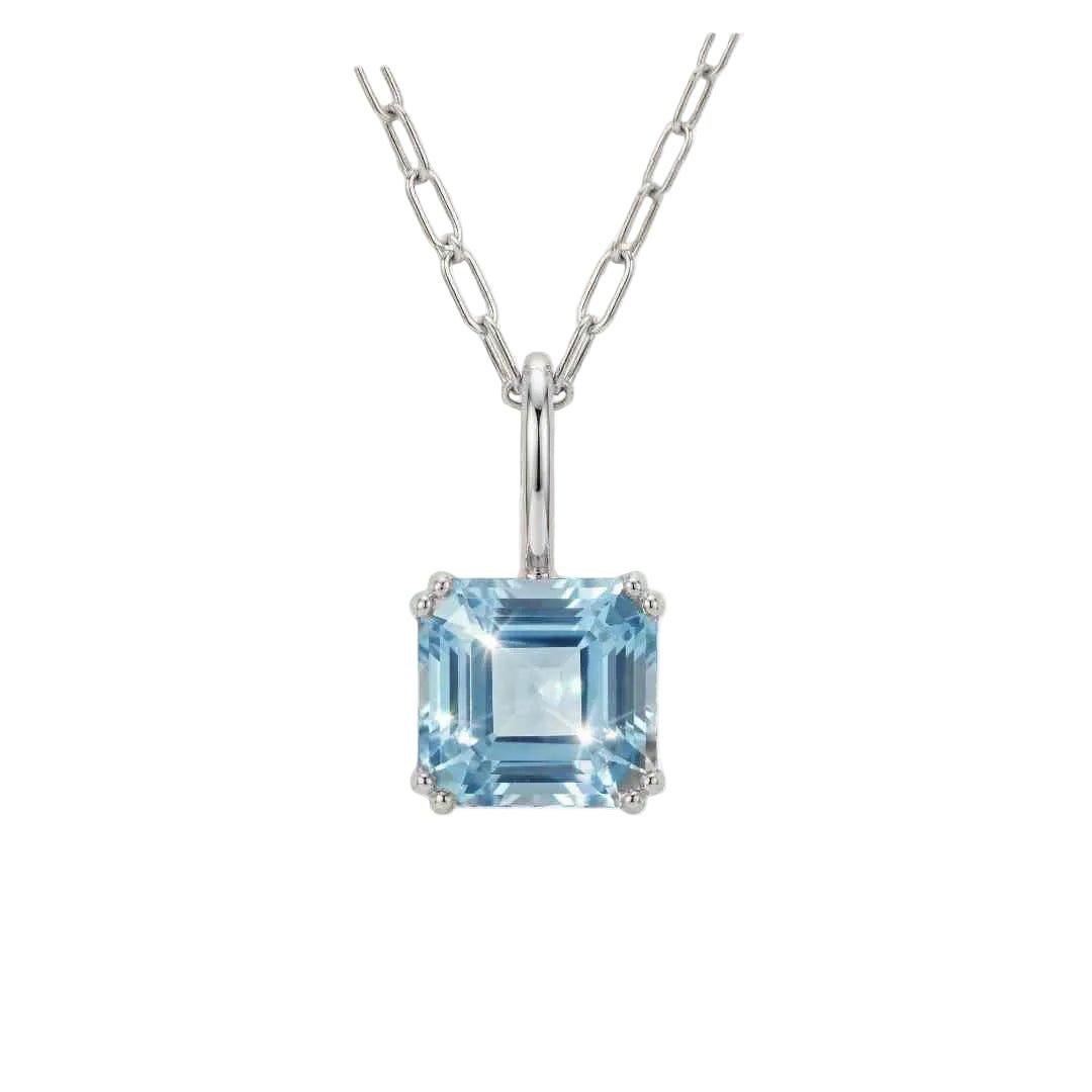 Large Silver Blue Topaz Necklace - Astrid - Dainty London