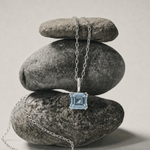 Large Silver Blue Topaz Necklace - Astrid - Dainty London