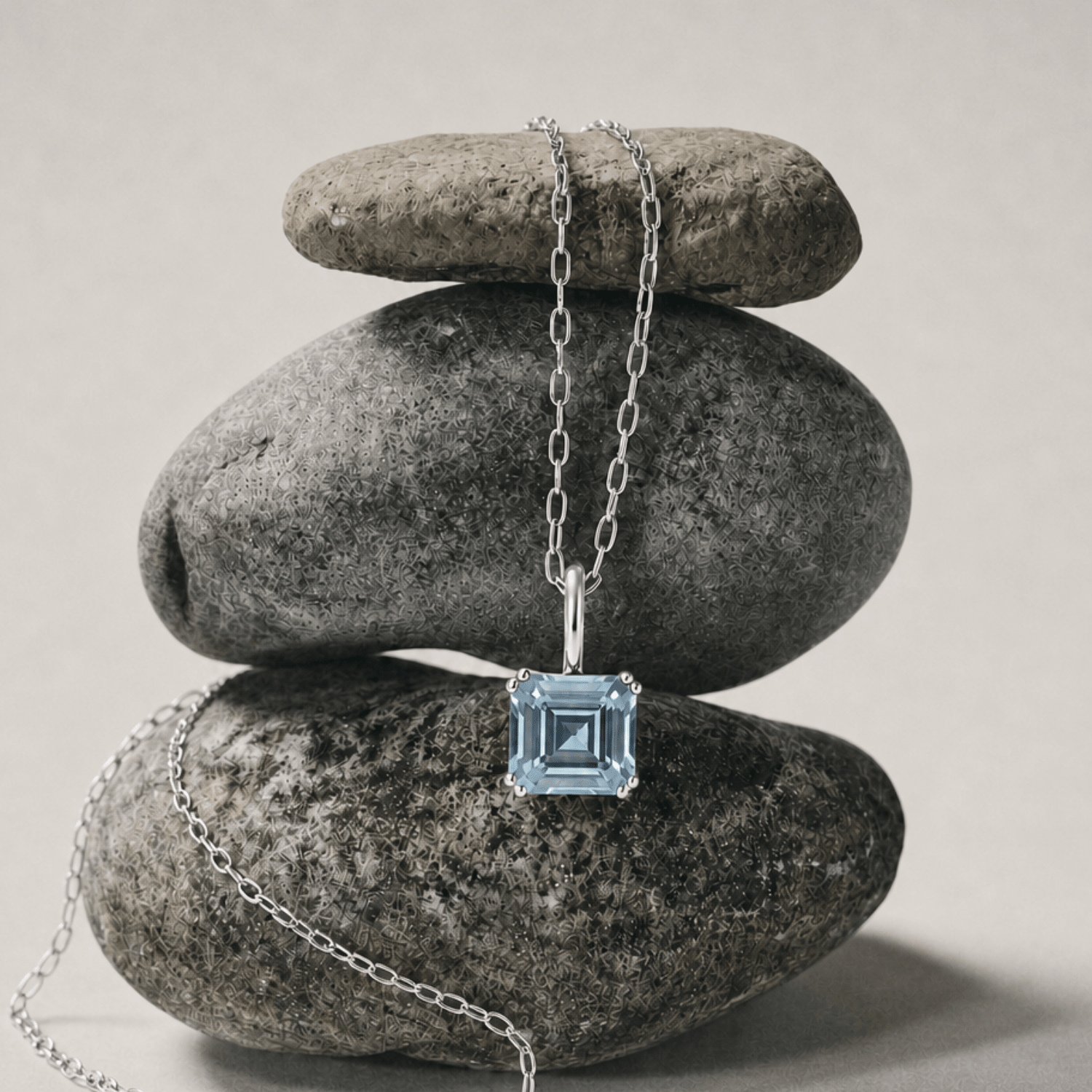 Large Silver Blue Topaz Necklace - Astrid - Dainty London