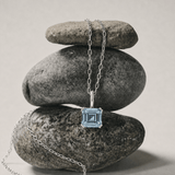 Large Silver Blue Topaz Necklace - Astrid - Dainty London