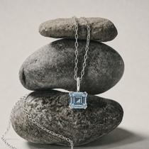 Large Silver Blue Topaz Necklace - Astrid - Dainty London