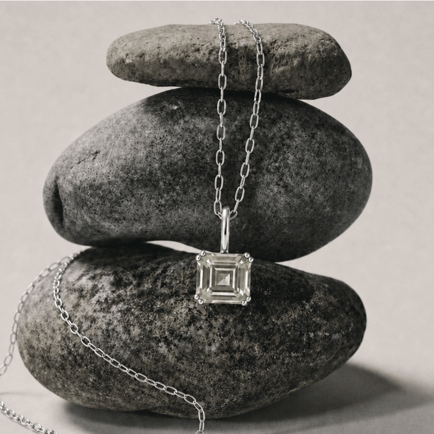 Large Silver Green Quartz Necklace - Giselle - Dainty London