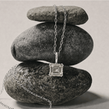 Large Silver Green Quartz Necklace - Giselle - Dainty London