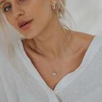 Large Silver Green Quartz Necklace - Giselle - Dainty London