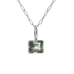 Large Silver Green Quartz Necklace - Giselle - Dainty London