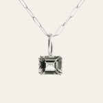Large Silver Green Quartz Necklace - Giselle - Dainty London