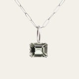 Large Silver Green Quartz Necklace - Giselle - Dainty London