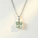 Large Silver Green Quartz Necklace - Giselle - Dainty London
