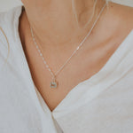Large Silver Green Quartz Necklace - Giselle - Dainty London