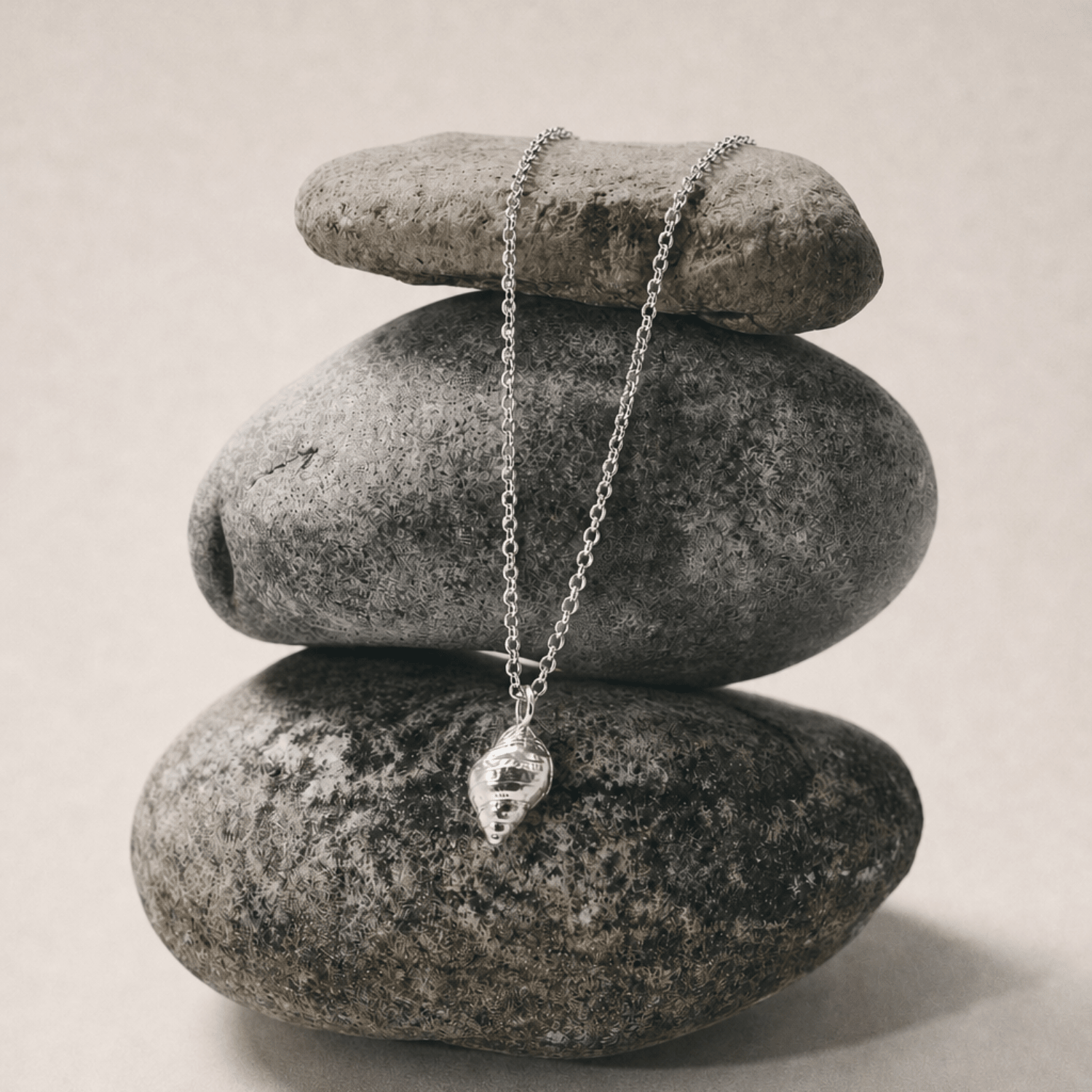 Large Silver Periwinkle Seashell Necklace - Dainty London