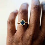 Large Silver Zaria ring with Barnacles and London Blue Topaz - Dainty London