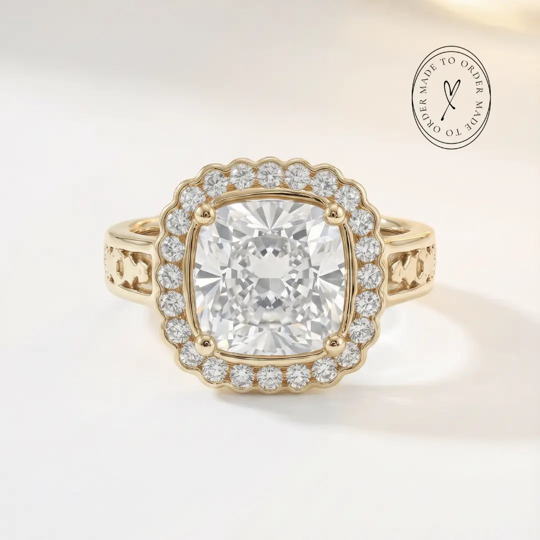 Statement Platinum Gold Diamond Ring - The Lumière Halo Ring