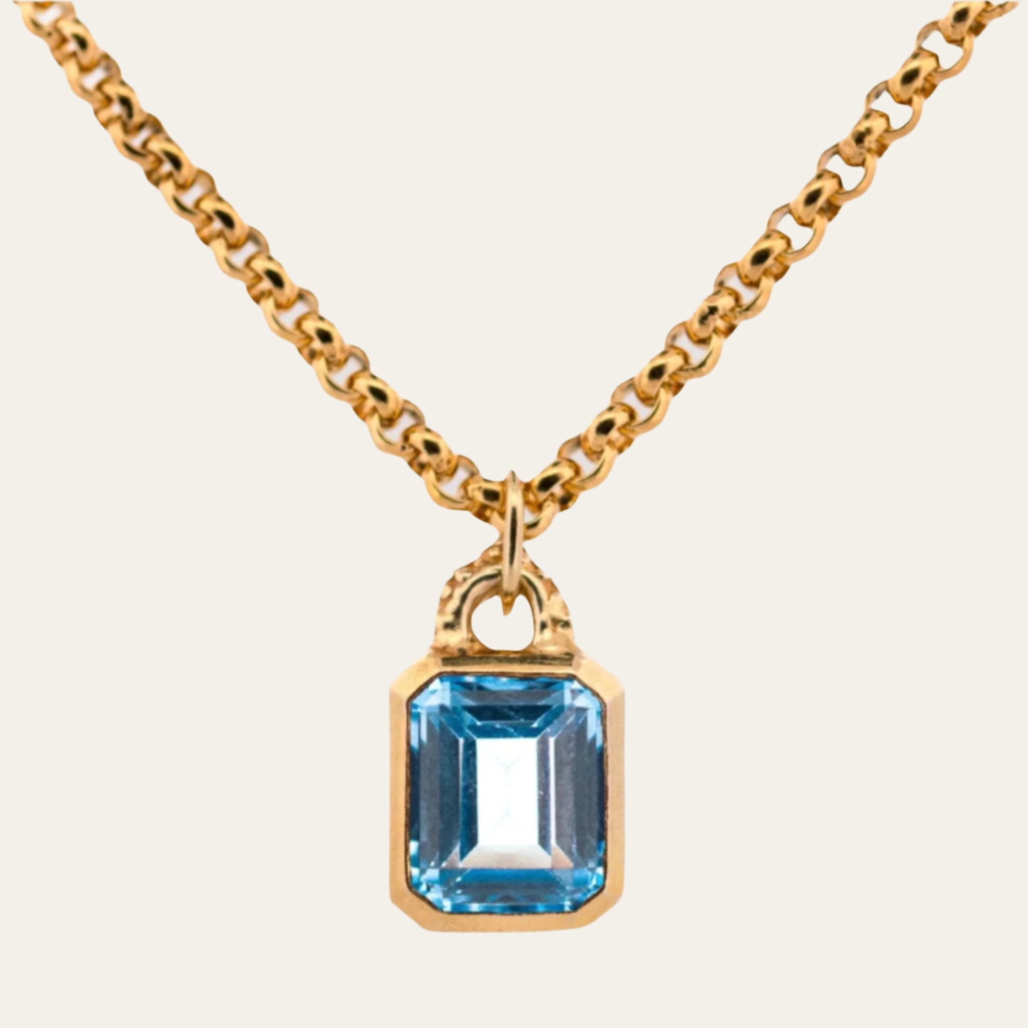 Maxi Gold Astrid Necklace - Sky Blue Topaz Gemstone - Sustainable luxury layered necklaces - Dainty London