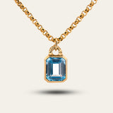 Maxi Gold Astrid Necklace - Sky Blue Topaz Gemstone - Sustainable luxury layered necklaces - Dainty London