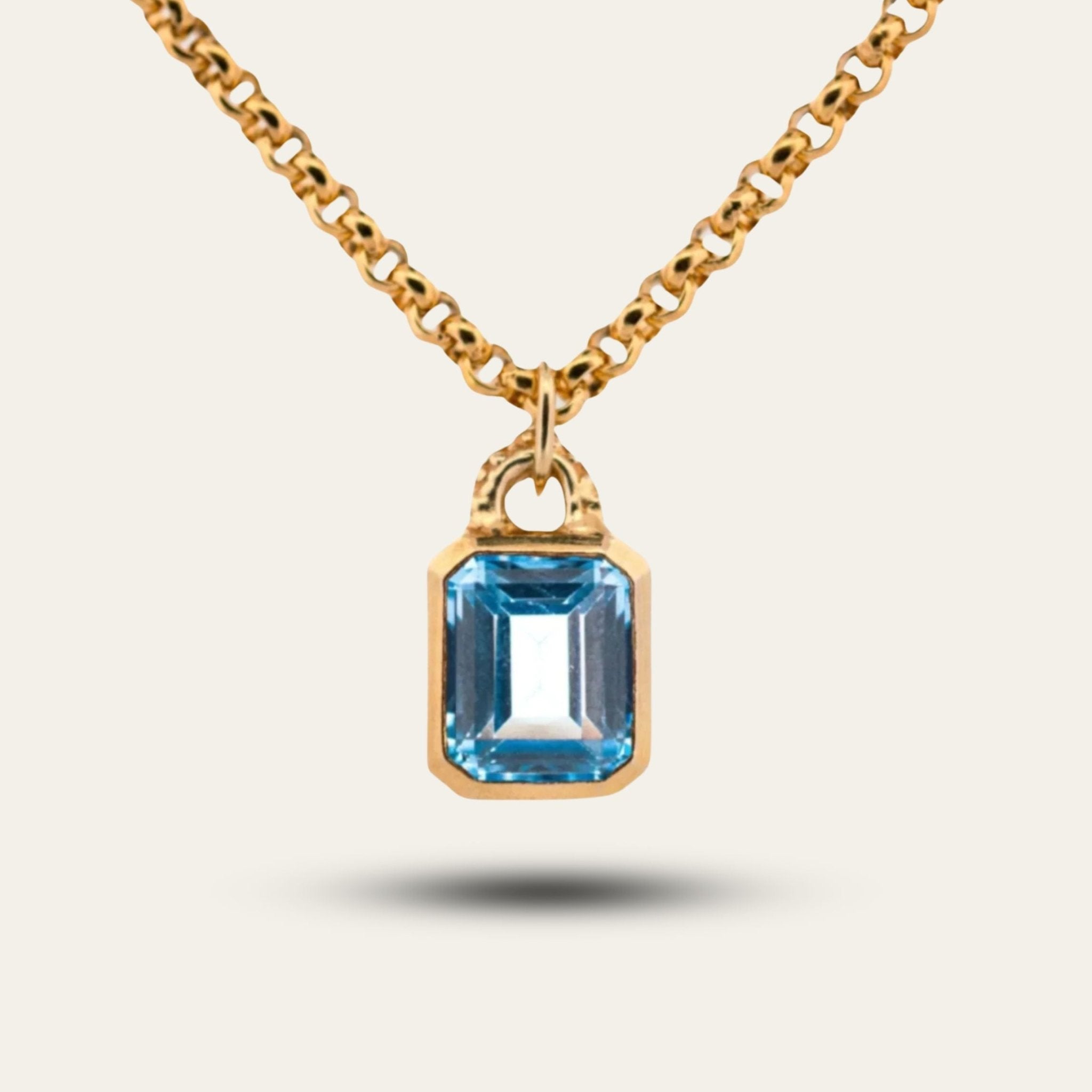 Maxi Gold Astrid Necklace - Sky Blue Topaz Gemstone - Sustainable luxury layered necklaces - Dainty London