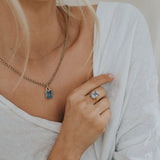 Maxi Gold Astrid Necklace - Sky Blue Topaz Gemstone - Sustainable luxury layered necklaces - Dainty London