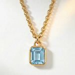 Maxi Gold Blue Topaz Necklace - Astrid - Dainty London