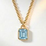 Maxi Gold Blue Topaz Necklace - Astrid - Dainty London