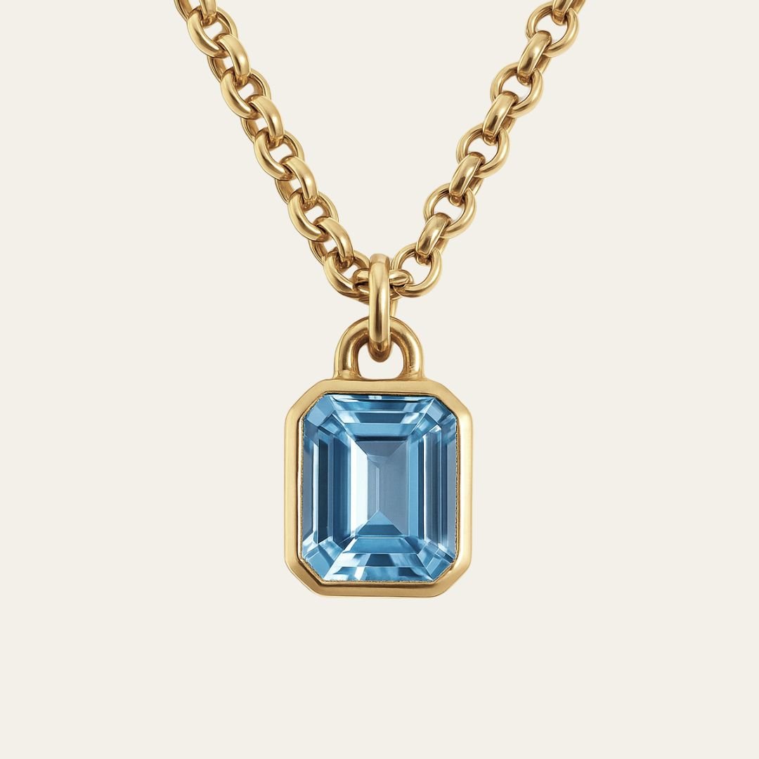 Maxi Gold Blue Topaz Necklace - Astrid - Dainty London