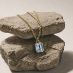 Maxi Gold Blue Topaz Necklace - Astrid - Dainty London