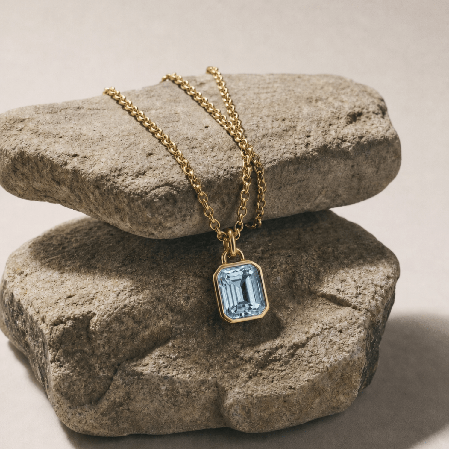 Maxi Gold Blue Topaz Necklace - Astrid - Dainty London