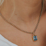 Maxi Gold Blue Topaz Necklace - Astrid - Dainty London