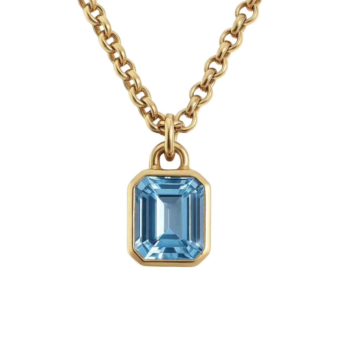 Maxi Gold Blue Topaz Necklace - Astrid - Dainty London