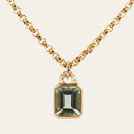 Maxi Gold Giselle Necklace - Large Green Quartz Gemstone - British jewellery necklace - Dainty London