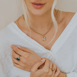 Maxi Gold Giselle Necklace - Large Green Quartz Gemstone - British jewellery necklace - Dainty London