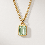 Maxi Gold Green Quartz Necklace - Giselle - Dainty London, ocean necklace, green quartz jewellery, coastal jewellry gift, sea inspired pendant, sterling silver necklace, vermeil gold jewelry, birthday gift idea, anniversary jewelry, wedding gift, statement gemstone necklace, layered necklace, chunky belcher chain, nautical jewelry