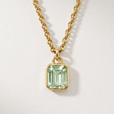 Maxi Gold Green Quartz Necklace - Giselle - Dainty London, ocean necklace, green quartz jewellery, coastal jewellry gift, sea inspired pendant, sterling silver necklace, vermeil gold jewelry, birthday gift idea, anniversary jewelry, wedding gift, statement gemstone necklace, layered necklace, chunky belcher chain, nautical jewelry