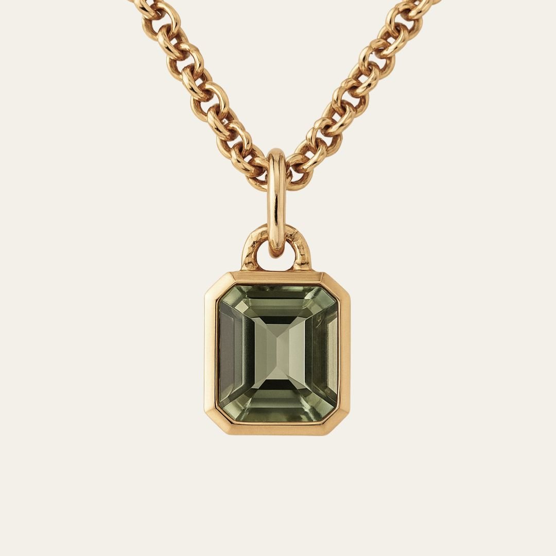 Maxi Gold Green Quartz Necklace - Giselle - Dainty London